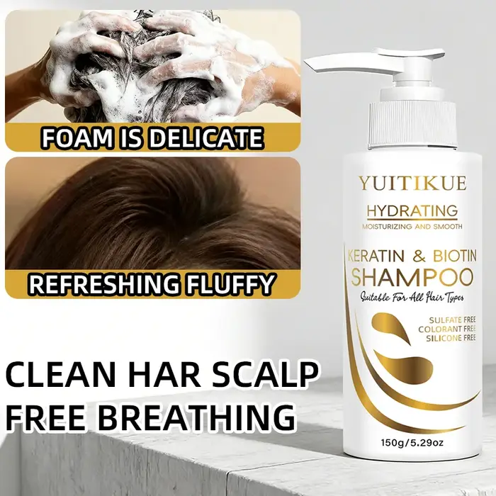 Shampoo à la kératine et à la biotine YUITIKUE - Mousse délicate