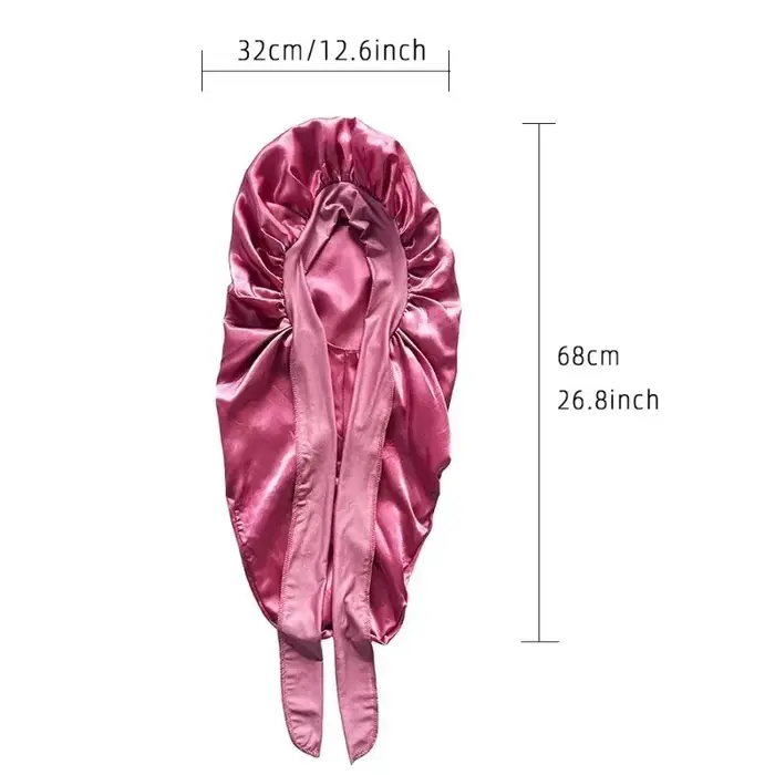 Bonnet de nuit long pour cheveux raides et bouclés