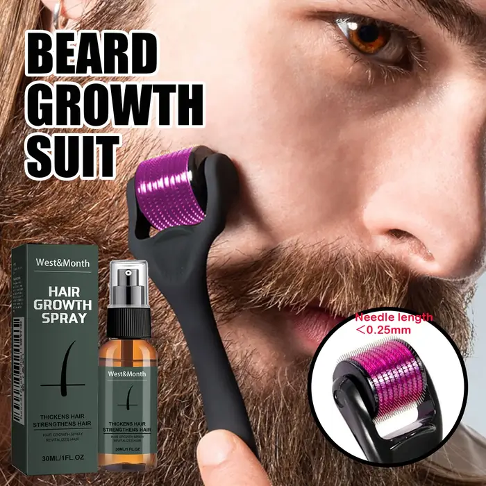 Kit de spray pour barbe homme avec micro-rouleau 0