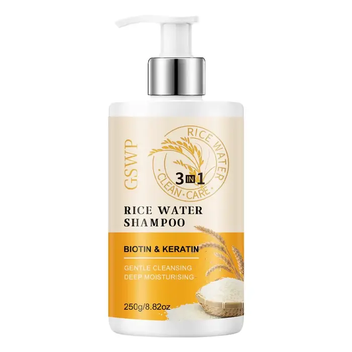 Shampoo à l'eau de riz GSWP haute performance : Mousse riche, nettoyage doux, élimine les pellicules