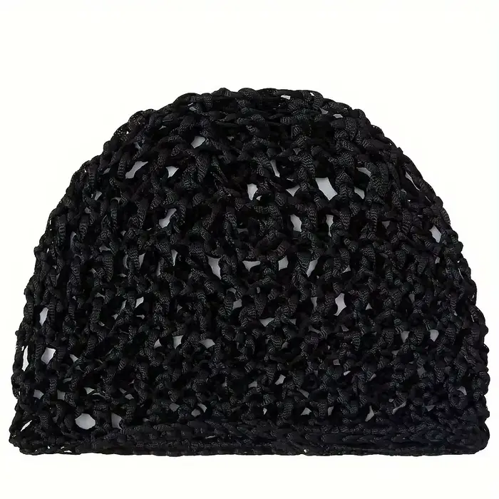 Bonnet de couchage pour usage quotidien, filet à cheveux en maille noire au Crochet, bonnet de soins