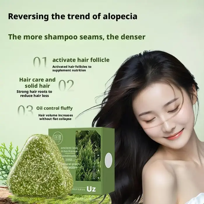 Shampoing Solide Naturel aux Feuilles de Cyprès et Herbe Usman