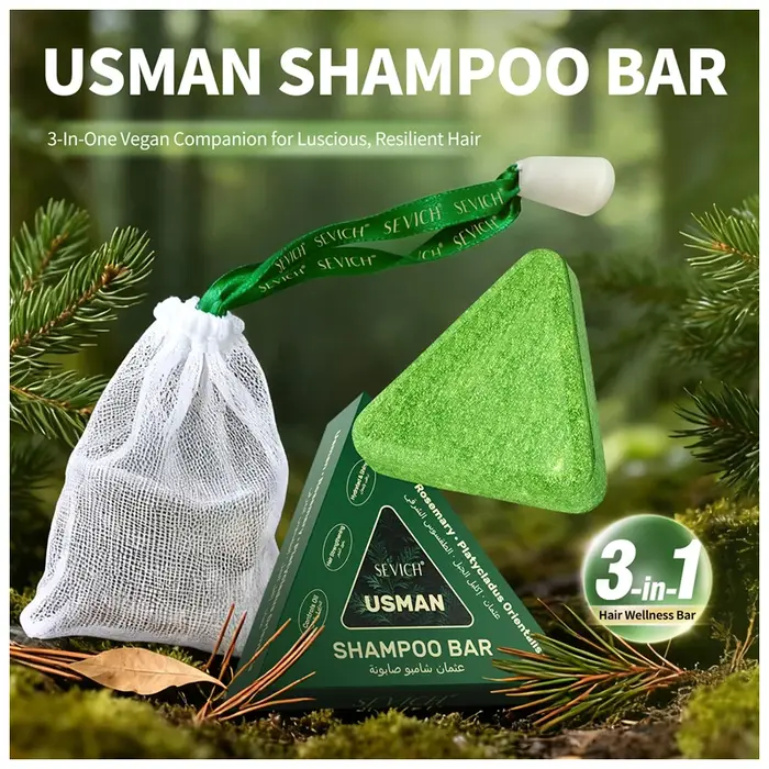 Shampooing Solide Usman Grass & Platycladus pour la Croissance Capillaire