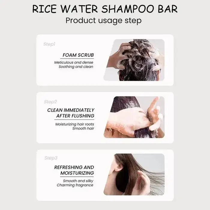 1/2/3 pièces riz biologique shampooing barre de savon nettoie sans huile conditionnement