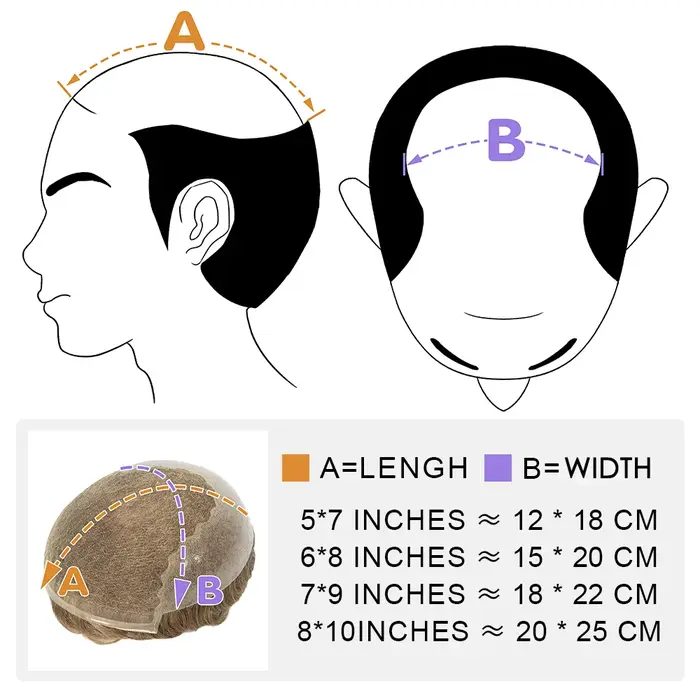 Prothèse capillaire pour hommes à cheveux bouclés