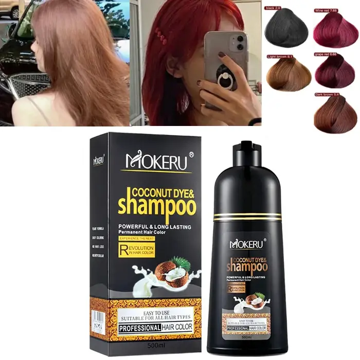 Mokeru 500ml huile d'argan à coloration rapide naturelle pour cheveux shampooing de couleur