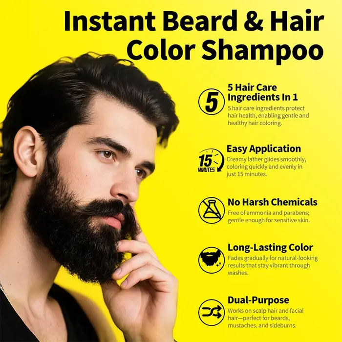 Shampoo colorant pour cheveux 5 en 1