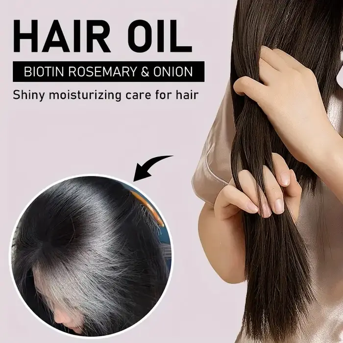 Huile capillaire à la biotine avec romarin et oignon - Hydrate les cheveux secs