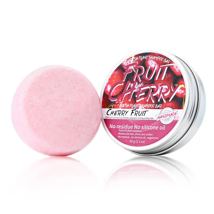 Nature plante fruits cerise solide shampooing rafraîchissant citron Aloe Vegan savon peau contrôle de l'huile pellicule