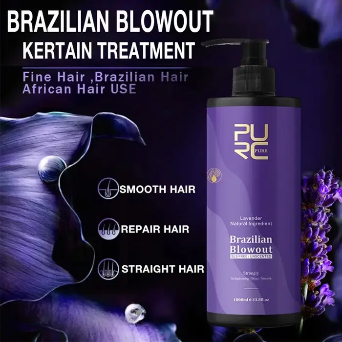 PURC lavande 12% traitement lissant à la kératine brésilienne cheveux bouclés lisser crème lissante produits de Salon professionnels