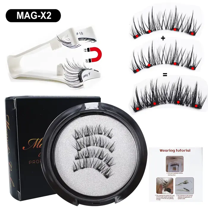 Cils magnétiques RED SIREN avec applicateur Kit de cils magnétiques naturels réutilisables aucune co