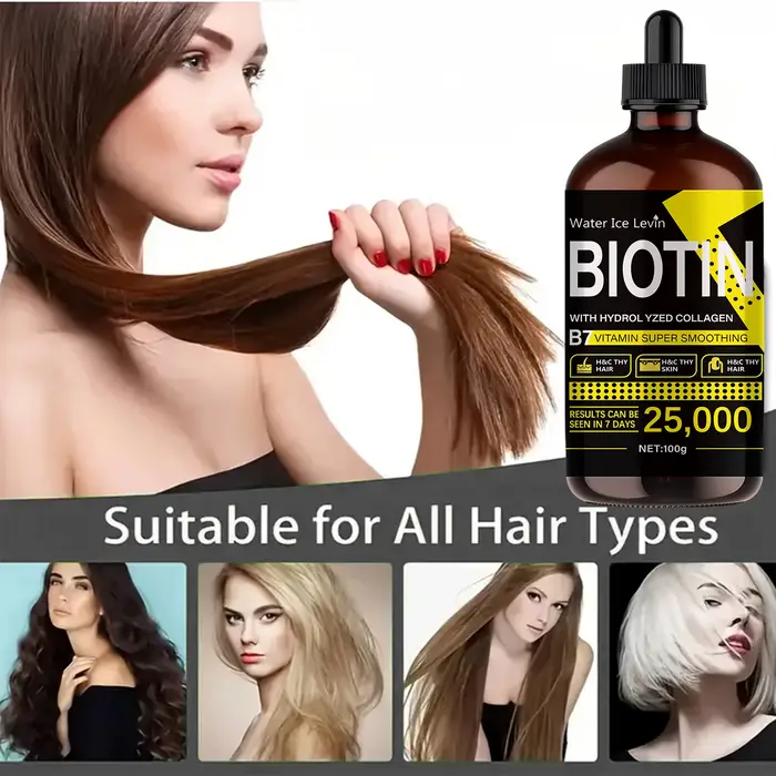 Huile capillaire à la biotine - Vitamines liquides pures pour les soins des cheveux