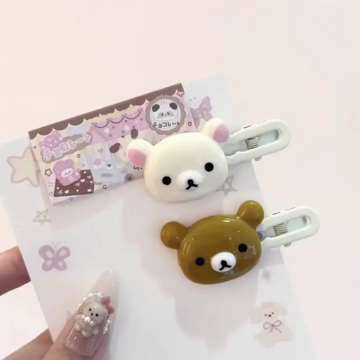 Ensemble d'épingles à cheveux ours mignon, coiffure Preppy, cheveux en plastique, accessoires doux, 