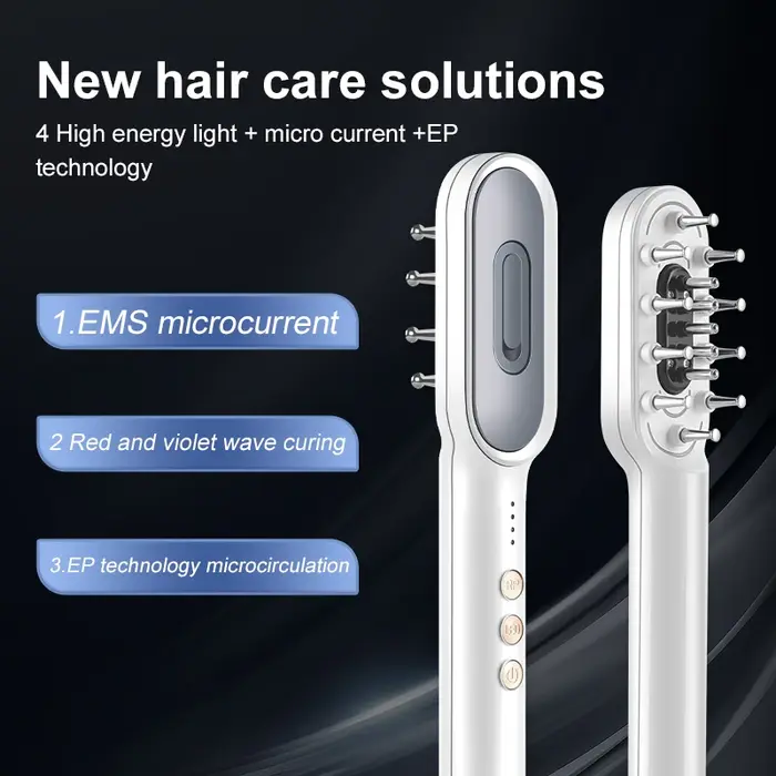 Peigne de massage électrique à lumière rouge LED