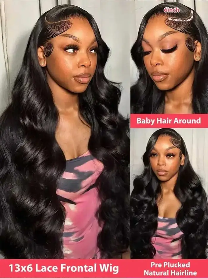 40 42 pouces 250% Wear And Go perruques sans colle vague de corps perruques de cheveux humains 13x4