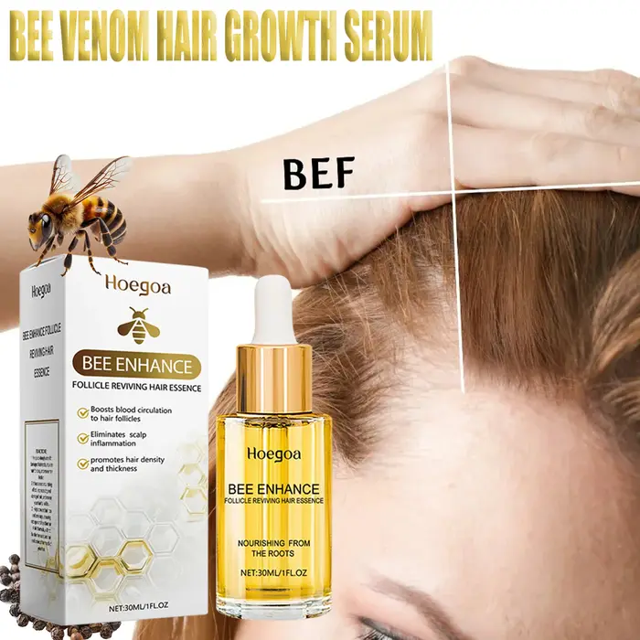 Sérum capillaire au venin d'abeille pour la croissance des cheveux, Anti-perte de cheveux, renforce 
