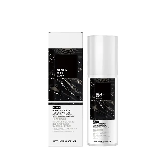 Spray Correcteur Racines et Cuir Chevelu Noir/Marron Couvrant les Cheveux Gris – Correction de Coule