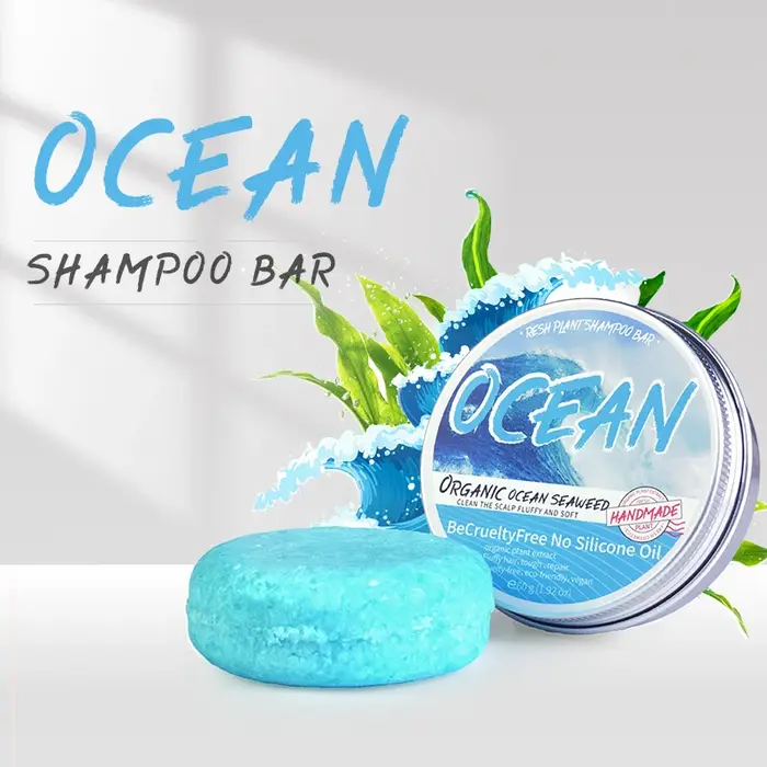 Savon shampooing au parfum d'océan frais, savon shampooing à base de plantes, savon au sel marin, ne