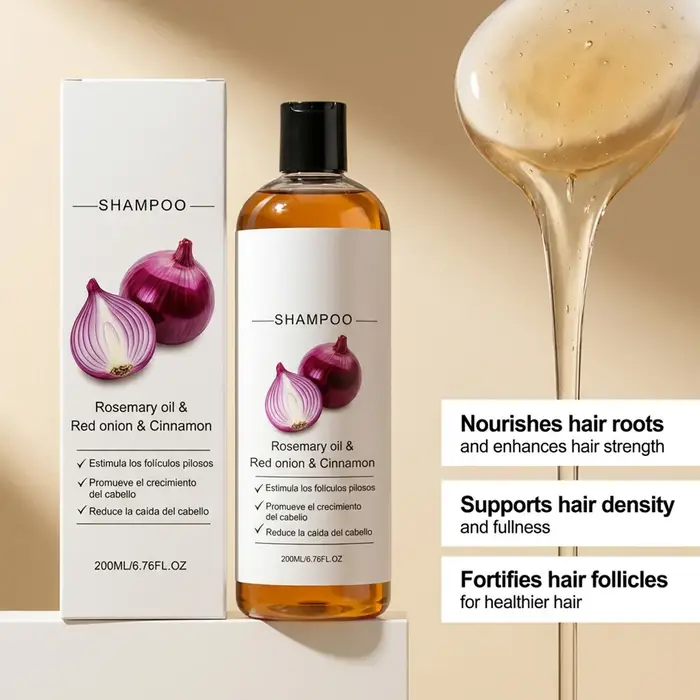 Shampoo au romarin et à l'oignon rouge anti-chute de cheveux