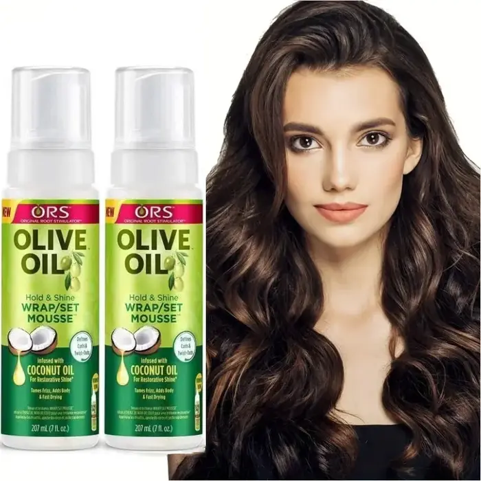 Mousse anti-frisottis longue durée pour cheveux, 207ml, mousse hydratante à l'huile d'olive pour coi
