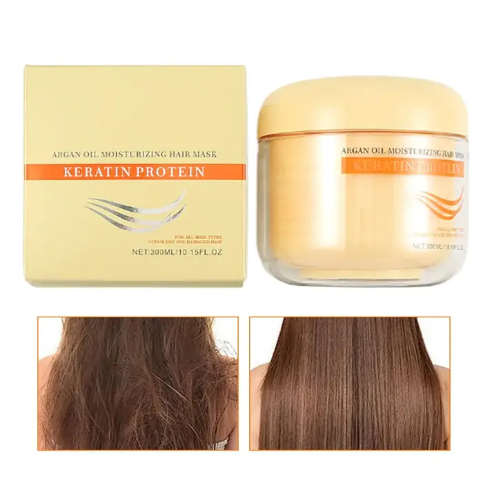 Masque capillaire hydratant et nourrissant 300ml pour réparation des pointes fourchues et des cas de casse des cheveux – Soin profond à domicile