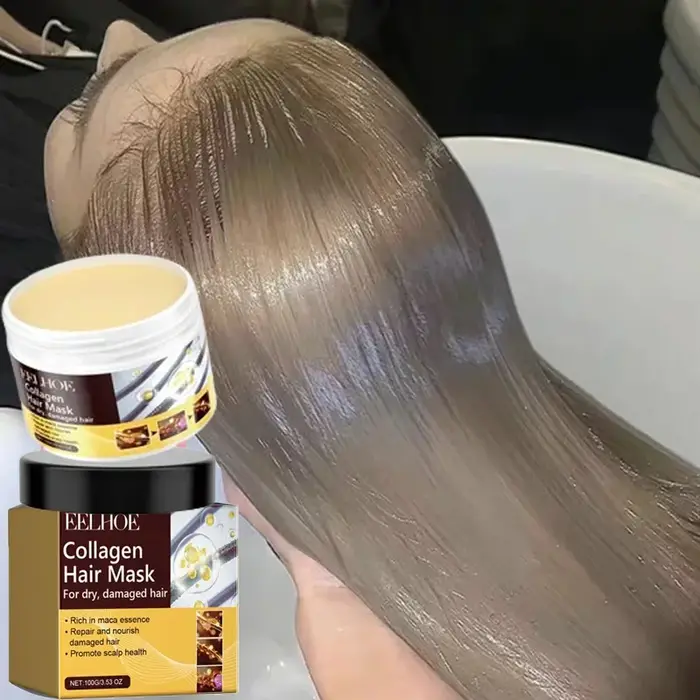 Masque capillaire réparateur au collagène, réparation des cheveux secs, noué impétueux, fort, humidi