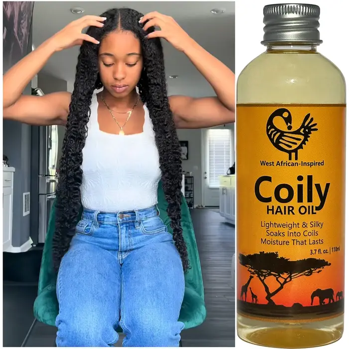 Huile pour cheveux crépus d'inspiration ouest-africaine de 110 ml avec romarin et ricin