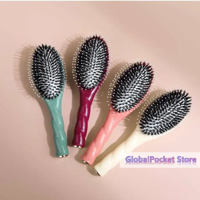 [TG823] 1 pièce Brosse à cheveux en poils de sanglier à picots pour démêler les cheveux bouclés, avec pointes massantes du cuir chevelu, réduit la casse pour tous types de cheveux