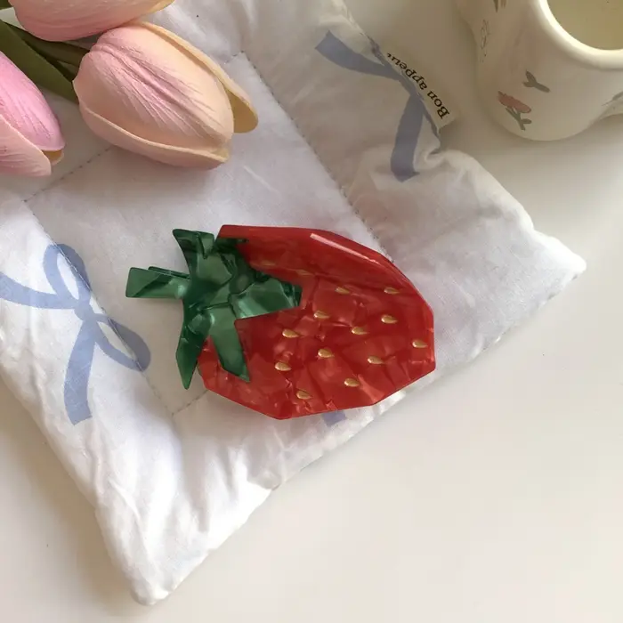 Nouvelle pince à cheveux en acétate motif fruits d'été mignons (fraise