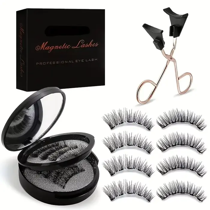 8 pièces Kit de cils magnétiques faux cils naturels Kit d'extension de cils imperméable réutilisable