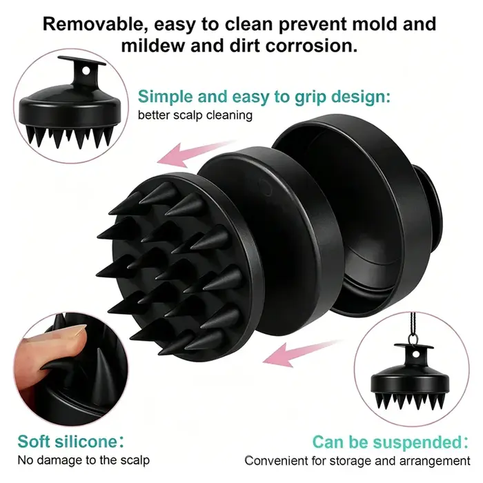 Brosse de massage du cuir chevelu en silicone souple pour le lavage des cheveux