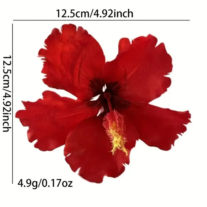 Accessoires pour cheveux : Pince à cheveux fleur d'hibiscus artificielle, style bohème, ne blesse pas les cheveux, pour franges, été