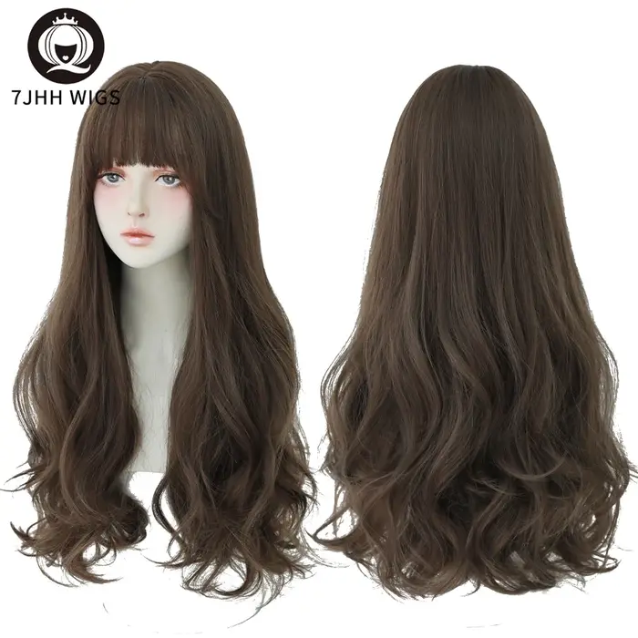 7JHH perruques populaire brun cendré longue vague profonde cheveux Lolita
