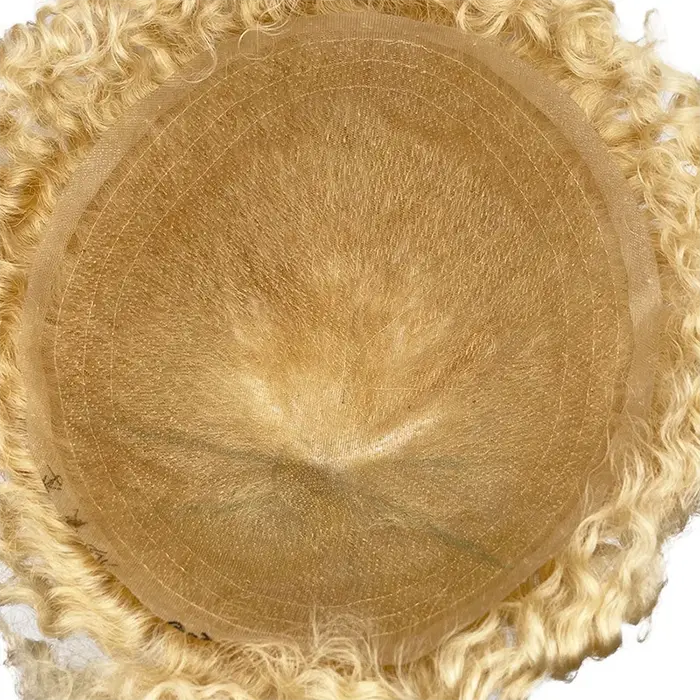 Perruque toupet pleine dentelle blonde pour hommes noirs