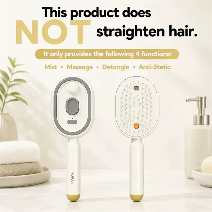 Brosse à cheveux électrique anti-frisottis et démêlante avec spray, thérapie par lumière rouge et de