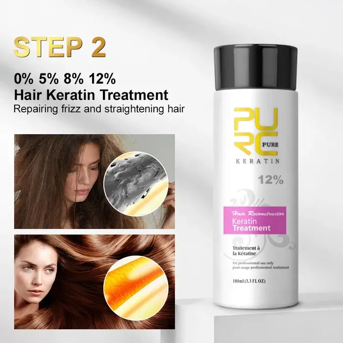 PURC traitement à la kératine shampooing revitalisant produits lissage des cheveux