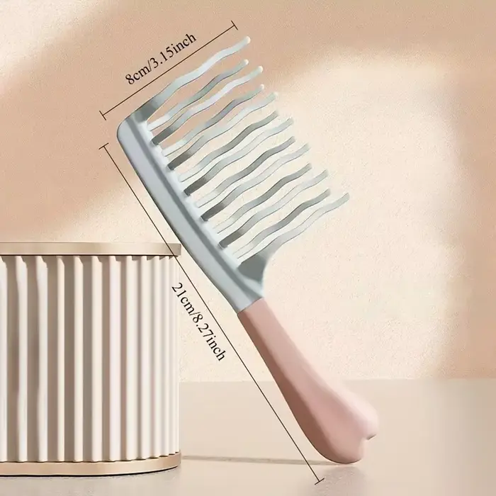 1 peigne à double rangée de dents ondulées pour cheveux bouclés