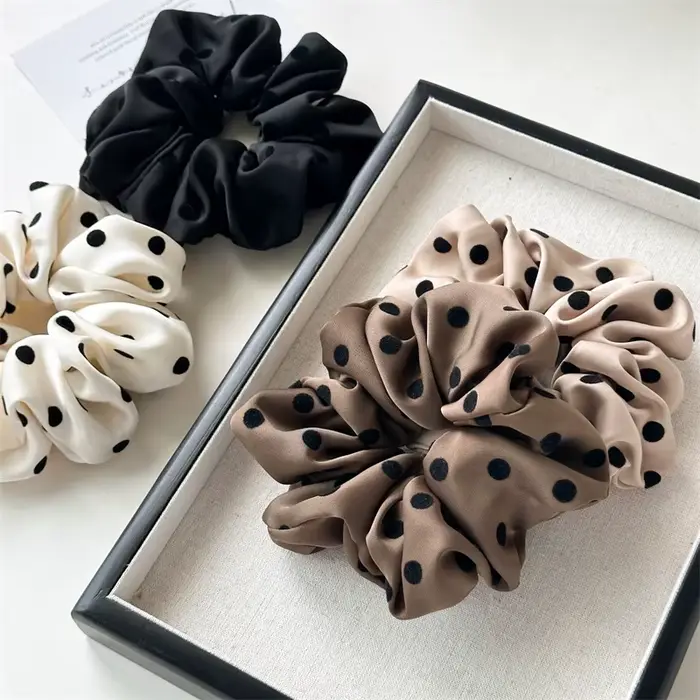 Chouchous en Satin simples pour femmes coréennes, bandeau à pointe ondulée pour filles, support queue de cheval, bandes en caoutchouc, attaches pour cheveux, accessoires pour cheveux