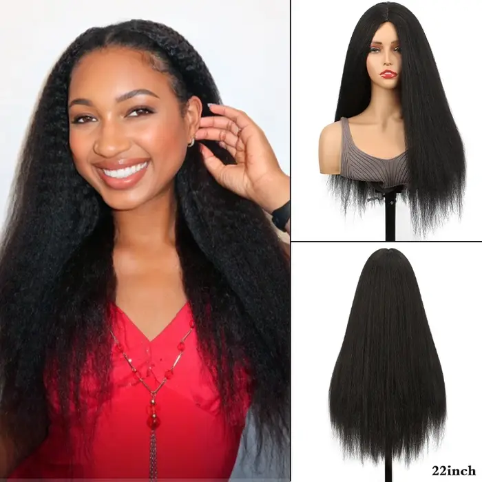 Perruque Yaki synthétique longue et crépue lisse