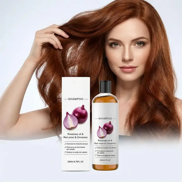 Shampoo à l'huile de romarin et d'oignon rouge anti-chute de cheveux
