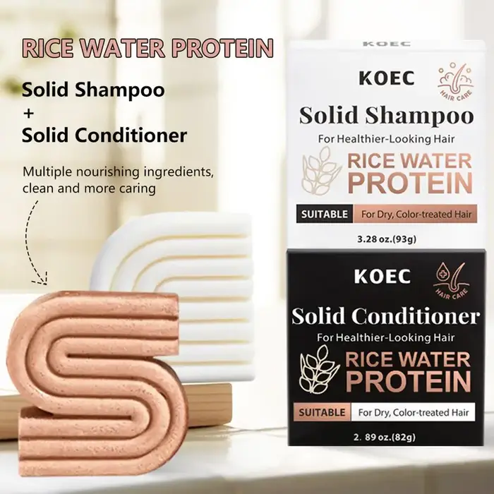 Savon Solide Shampooing et Après-Shampooing au Riz Naturel Bio – Renforce les Racines des Cheveux