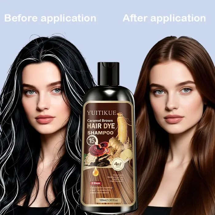Shampoo colorant capillaire brun caramel YUITIKUE - Shampooing