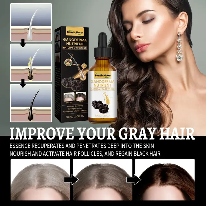 Black Ganoderma Lucidum-Liquide pour cheveux, Cuir chevelu propre, Prévenir la perte de cheveux, Renforcer les racines des cheveux, Nourrir le suivi capillaire, Essence de soin, D343