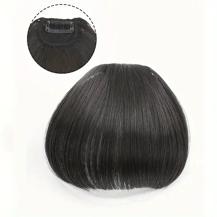 Frange de cheveux synthétique style air 3D, extension capillaire légère facile à porter avec clip