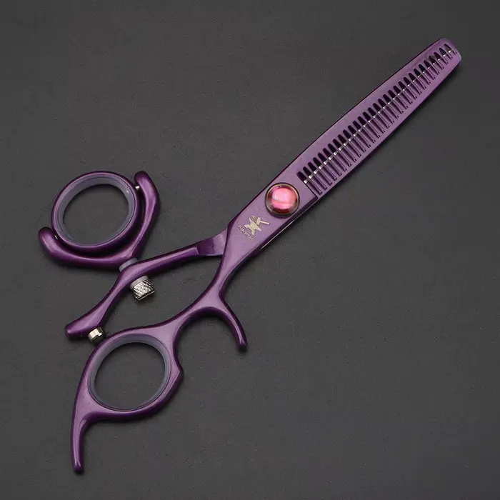 XUANTENG Ciseaux à cheveux professionnels à poignée unique violette, ciseaux de coupe de barbier et