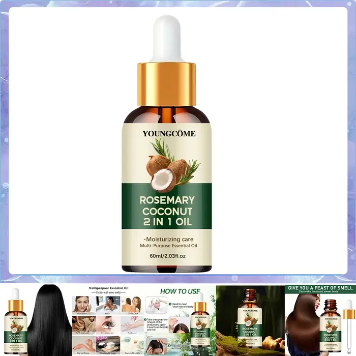 Huile essentielle de romarin et d'huile de noix de coco pour améliorer la perte de cheveux et nourrir