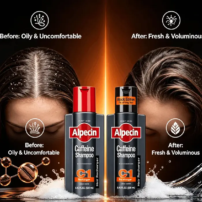 Alpecin C1 Caféine Shampooing Anti-Chute Contrôle Sébum Anti-Pelliculaire Nettoyage Profond des Follicules Capillaires Réparation des Cheveux