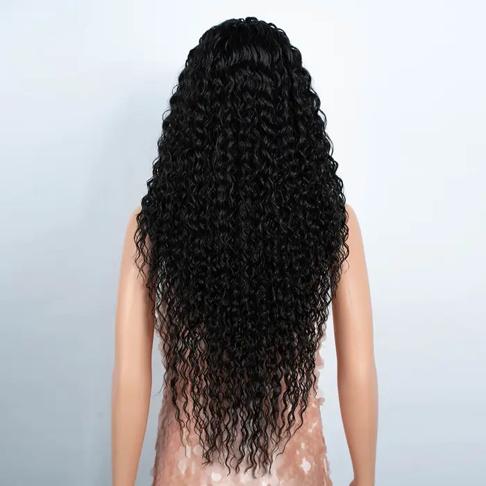Perruque Lace Front Wig synthétique bouclée longue de 30 pouces, perruque de Cosplay ombrée brune HD
