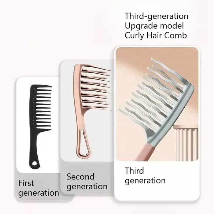 1 peigne à double rangée de dents ondulées pour cheveux bouclés