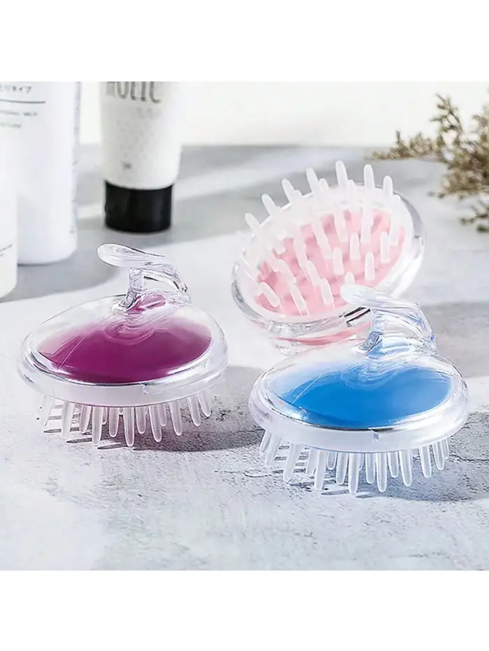Brosse à shampoing transparente en cristal, brosse de massage de tête en silicone, peigne à shampoin